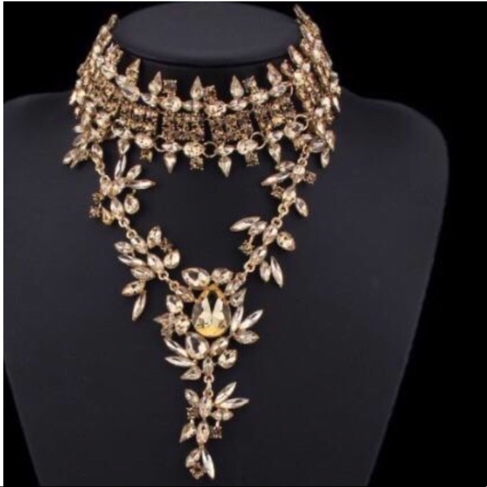 Crystal Rhinestones Choker Necklace Adjustable